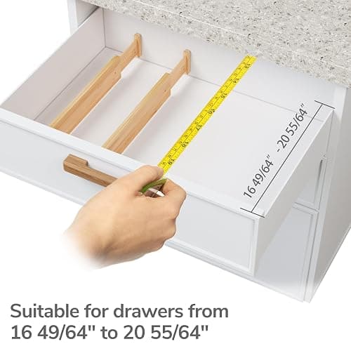 BAMEOS Drawer Dividers kitchen Organization Bamboo Utensil Organizers for Kitchen Bedroom Bathroom Dresser Office 4-pack thumbnail 6