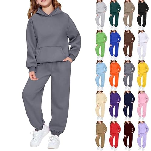 Girls Sweatsuit 2 Piece Outfits Hoodie Sweatshirts and Sweatpants with Pockets Fall Winter Outfits Girls' Clothing Sets thumbnail 4