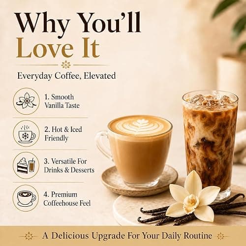 Premium Vanilla Syrup 1L for Coffee and Cocktails | Vanilla Coffee Syrup with Monin compatible pump thumbnail 4