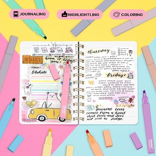 Vitoler 10Pcs Aesthetic Highlighters, Chisel Tip Marker Pens,Assorted Color Candy Highlighters,No Bleed Bible Highlighter,Cute Pastel Highlighter for Journaling Planner Notes School Supplies thumbnail 6