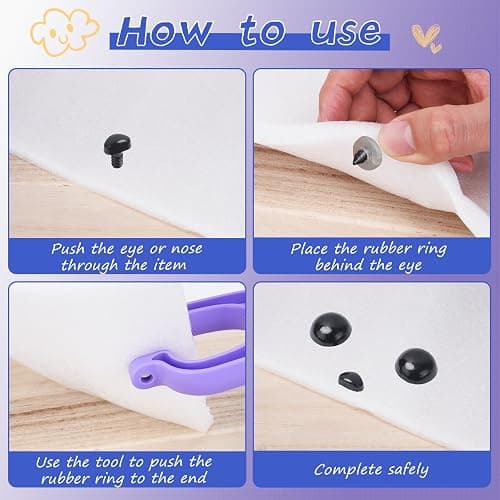 Safety Eye Tool for Crochet, 5-30mm Safety Eyes Installer for Dolls | Easy safety eye installer for crochet dolls, fits 5-30mm eyes, protects fingers, saves time, simplifies amigurumi toy making thumbnail 7