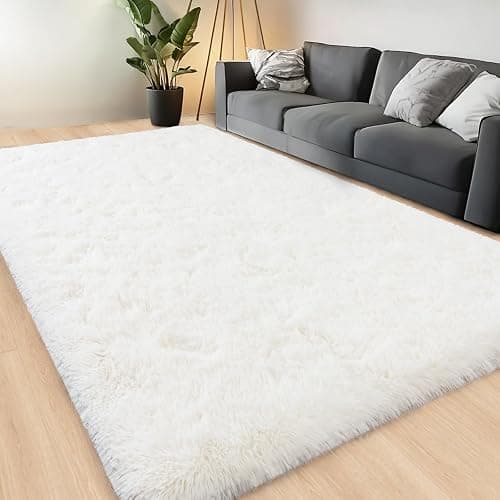 Lairep Large Area Rugs for Living Room Bedroom, 4x6 Feet Ivory Fluffy Shag Rugs, Ultra Soft Shaggy Plush Fuzzy Modern Indoor Throw Floor Carpet for Kids Girls Boys Dorm Nursery Home Decor Aesthetic thumbnail 9