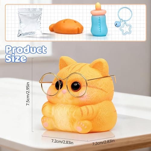 Reenovan Cat Squishy Toy, Soft TPR Stress Relief Sensory Squeeze Toys, Cute Kawaii Desk Toy, Birthday Gift and Party Favor for Kids and Adults thumbnail 8