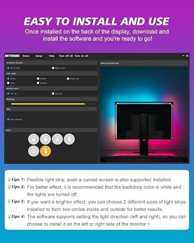 Xtremevision S202-24 LED Backlight Strip for 24-Inch Monitor, Instant Sync RGB Lighting with Audio and Video, Ultra-Low Latency Software-Controlled Backlight for Movies, Games, and Music thumbnail 7