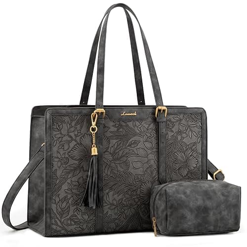 Vintage Leather Work/Laptop Tote (15.6 inch, Mud Gray) - Image 1