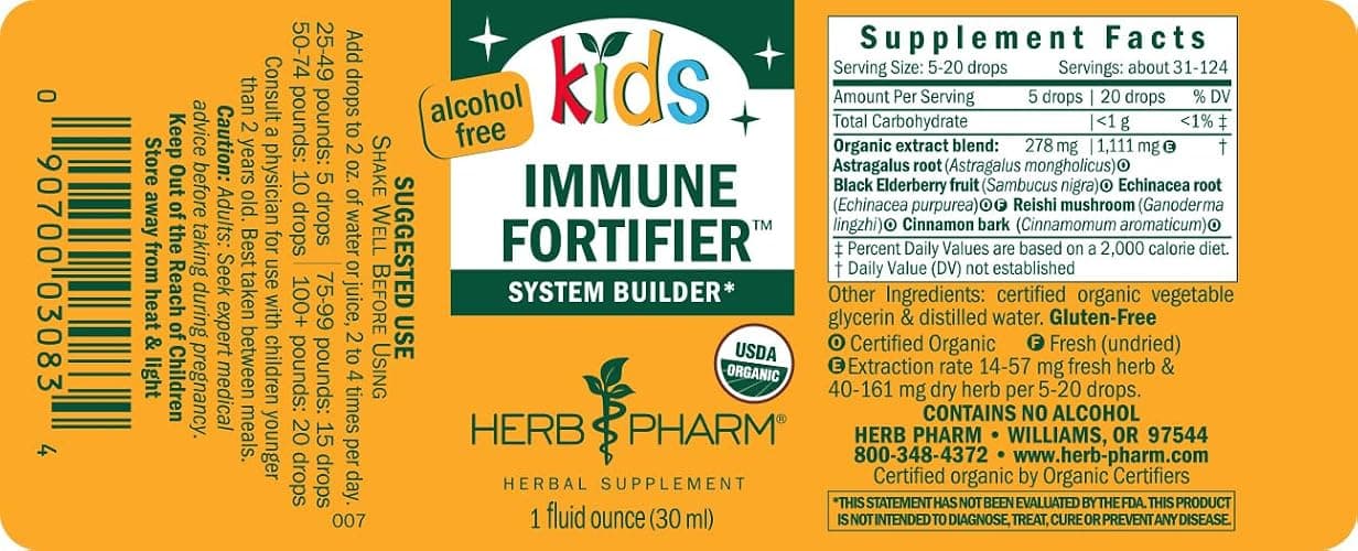 Herb Pharm Kids Certified-Organic Alcohol-Free Immune Fortifier Liquid Herbal Formula, 1 Ounce thumbnail 9