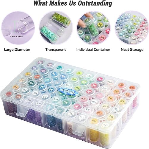 Diamond Painting Storage Containers - 2 Packs 60 Jars Bead Organizer With Labels for Art Accessories and Diamond Dots thumbnail 6