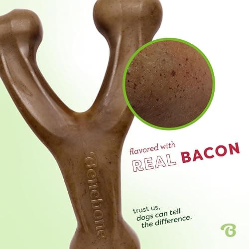Benebone Wishbone Durable Dog Chew Toy for Aggressive Chewers, Real Bacon, Made in USA, Medium | Durable, Super Chewer, Made in USA, Dog Bones, Long-Lasting, A Size for Every Dog, Keeps Them Busy thumbnail 2