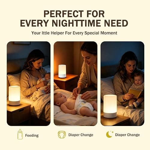 G Keni Baby Night Light, Rechargeable Nursery Night Light with Touch Control, Dimmable Soft Warm LED Bedside Lamp for Breastfeeding, Diaper Changing, Newborn Sleep Aid thumbnail 9