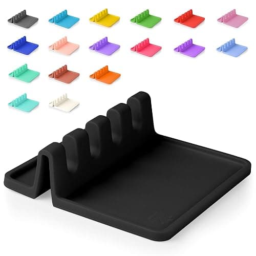 Zulay Kitchen Silicone Utensil Rest with Drip Pad for Multiple Utensils - BPA-Free, Heat-Resistant Spoon Rest & Spoon Holder for Stove Top - Kitchen Utensil Holder for Ladles & Tongs - Black - Image 1