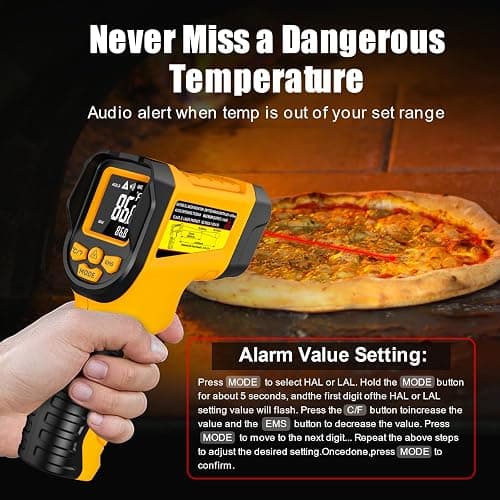 NJTY Infrared Thermometer Gun, -58℉ to 1472℉, High Precision, Non-Contact Laser Temperature Sensor with Backlit LCD, for Cooking, BBQ, Automotive, Industrial Use thumbnail 3