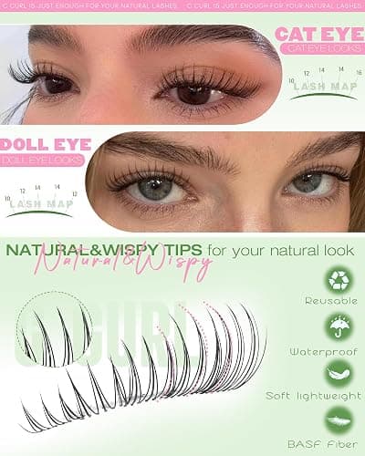 Aurora Natural Lash Clusters Wispy Cluster Eyelash Extensions C Curl Eyelash Clusters Invisible Band Individual Lashes 8-16MM Soft BASF Lash Extensions 120PCS Wet Pestañas Postizas Naturales at Home thumbnail 3