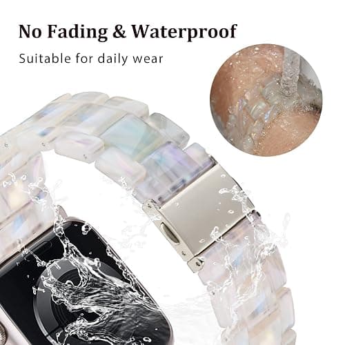 V-MORO Resin Bands Compatible with Apple Watch Series 11/10/9/8/7 Starlight Buckle Lightweight Fashion Ctue Watch Strap Compatible iwatch Series SE/6/5/4/3/2/1(Aurora,42mm/41mm/40mm/38mm) thumbnail 4