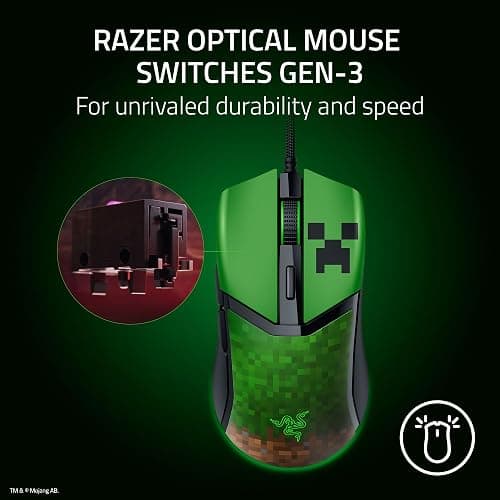 Razer Cobra Wired Gaming Mouse: 58g Lightweight - Gen-3 Optical Switches - Chroma RGB Lighting Underglow - Precise 8500 DPI Optical Sensor - 100% PTFE Mouse Feet - Speedflex Cable - Minecraft Edition thumbnail 4