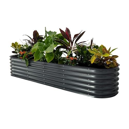 Vego garden Raised Garden Bed Kits, 17" Tall 9 in 1 8ft X 2ft Metal Raised Planter Bed for Vegetables Flowers Ground Planter Box-Modern Gray - Image 1