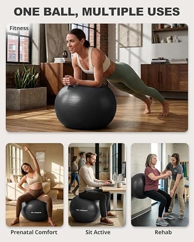 Trideer Yoga Ball for Exercise, Daily Stretching, Pilates, Core & Balance Training, Stability Ball for Pregnancy & Birthing Prep, Physical Therapy, Office Chair for Active Sitting, Quick Pump Included thumbnail 2