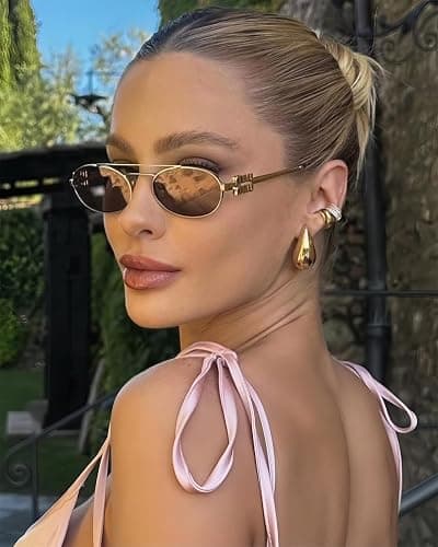 Retro Oval 90s Metal Sunglasses for Women, 2025 Trendy Chic Narrow Gold Sun Glasses Fashion Sunnies thumbnail 2