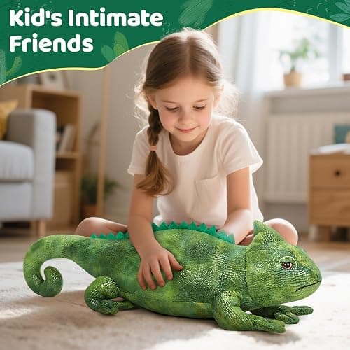 Karister Giant Lizard Stuffed Animal, 31.5 Inch Green Iguana Plush Pillow | Soft Cuddly Reptile Plush; Long Body for Hugs, Lounging & Bedtime Comfort; Birthday & Christmas Gift for Kids & Lizard Lovers thumbnail 7