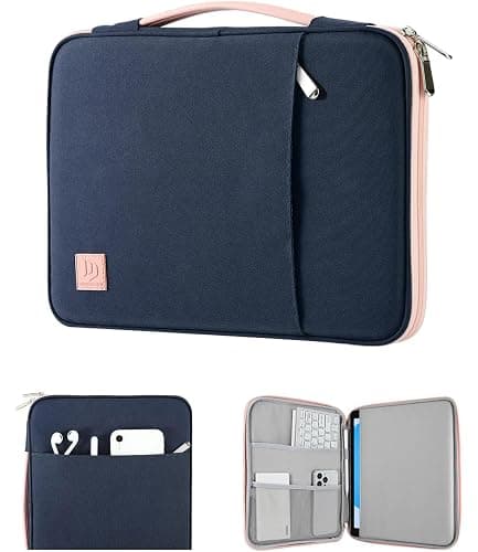 Dadanism 9-11" Tablet Sleeve Organizer Carrying Case with Handle for iPad 10th Gen 10.9", iPad 9/8/7th 10.2, iPad Air 11", iPad Pro 11", iPad Air5/4 10.9, Galaxy Tab A9+ Plus 11", Indigo & Pink - Indigo - Image 1
