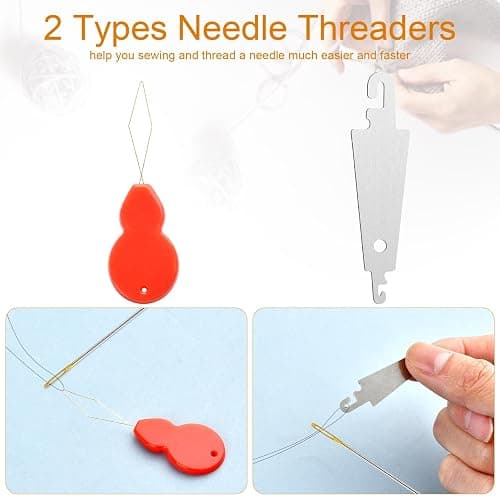 Boocalny 190pcs Cross Stitch Needles, Golden Large Eyes Sewing Needles + 12 Needle Threader, DIY Embroidery Needles in Transparent Box for Hand Sewing Cross Stitch Supplies Size 22# 24# 26# thumbnail 4