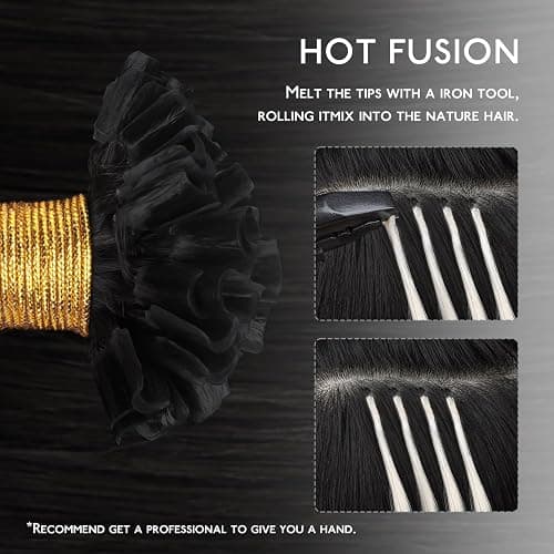 WENNALIFE U Tip Hair Extensions Human Hair, 50g 50s 14 Inch Jet Black Remy Hair K Tip Hair Extension Real Human Hair Invisible Straight Keratin Hair Extensions thumbnail 5