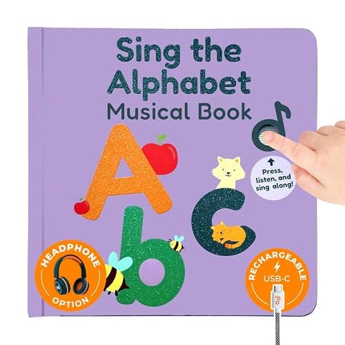 Cali's Books Alphabet Music Book for Toddlers 1-3 Years Old | Headphone Jack for Private Listening, USB-C Rechargeable, Learn ABC Musical Book - Image 1