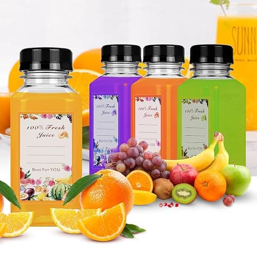 250ml Plastic Juice Bottles 6Pcs - Reusable PET Drink Bottles With Lids thumbnail 2