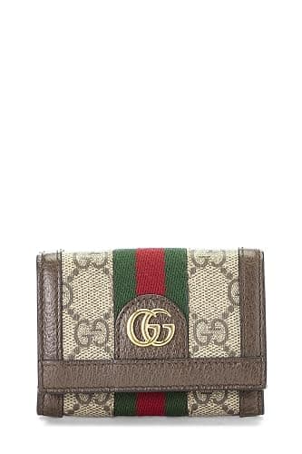 Gucci, Pre-loved Original GG Supreme Canvas Ophidia Compact Wallet, Brown - Image 1