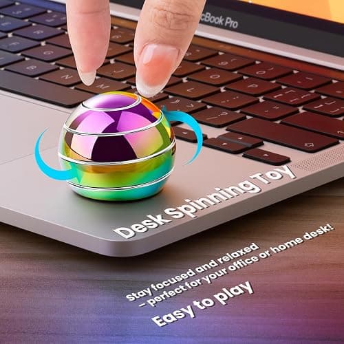 Fidget Spinner Desktop Toys - Kinetic Spinning Ball for Anxiety & ADHD Relief, Optical Illusion Fidget Toys for Adults, Kids, Parents & Friends, Ideal Gift Metal Fidgets for Office & Home thumbnail 4