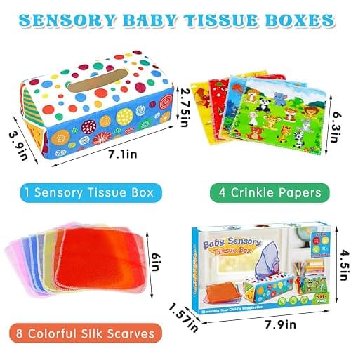 Aiduy Baby Toys 6 to 12 Months - Baby Tissue Box Toys Montessori Toys for Babies 6-12 Months Soft Crinkle Infant Sensory Toys for 1 Year Old Early Learning Toys Baby Boys Girls Gifts thumbnail 2