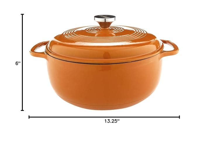 Lodge 6 Quart Enameled Cast Iron Dutch Oven with Lid – Dual Handles – Oven Safe up to 500° F or on Stovetop - Use to Marinate, Cook, Bake, Refrigerate and Serve – Apricot thumbnail 3