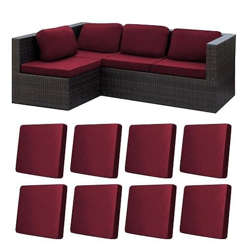 8Pcs Stretch Patio Cushion Covers,Outdoor Couch Covers Replacement,Outdoor Couch & Sofa Slipcovers,for Patio Furniture Cushion Covers,Washable Reusable urniture Protector (Wine Red,Cover Only) - Image 1