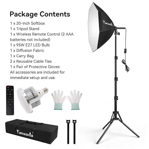 20"x20" Softbox Lighting Kit (Single) - 95W Dimmable LED CRI>97 with Remote & 3 Colour Temperatures (3000-7500K), Photography Studio Light for YouTube, Product Photography, Streaming & TikTok thumbnail 7