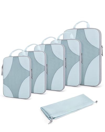 BAGSMART Compression Packing Cubes for Travel, Compressible Luggage Organizer for Cruise Ship, Lightweight Travel Essentials 6-Pack 1L+2M+2S+1Shoe Bag - Image 1