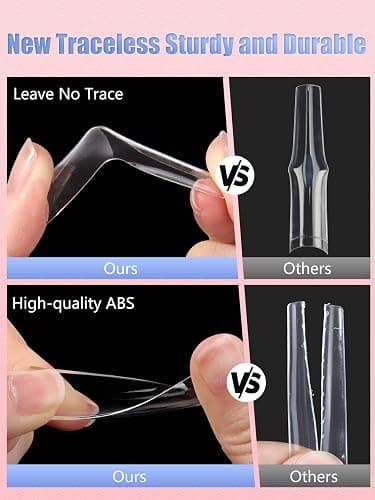 Quaferen 504Pcs Clear Coffin Nail Tips for Acrylic Nails Professional, XXXL Extra Long No C Curve Coffin Straight Acrylic Nail Tips, Half Cover No Crease Nail Extension False Nails for DIY Nail Art thumbnail 5