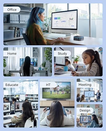KAMRUI N100 Mini PC, Desktop Computer with 12GB LPDDR5 4800MHz RAM 256GB M.2 SSD, 4K Micro PC with Ethernet, 2 HDMI, 4 USB-A, Small PC Support WiFi/BT for Office, Home, Business thumbnail 6