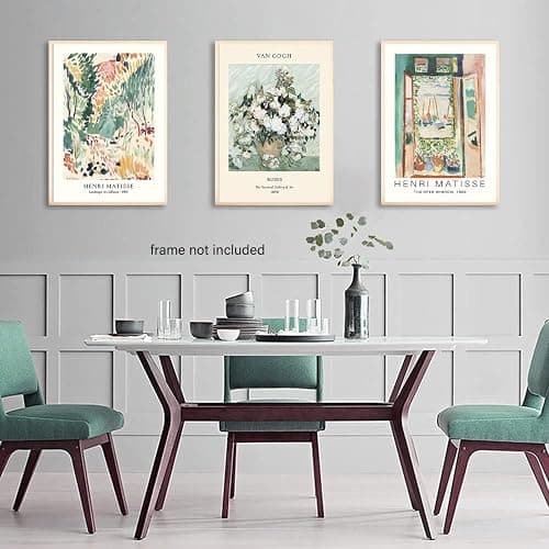 LYPHNX Sage Green Matisse Poster Wall Art Vintage Abstract Floral Prints Set of 3 Mid Century Aesthetic Flower Artwork Painting Picture Canva Decor for Living Room Bedroom Bathroom 12"x16" Unframed thumbnail 4