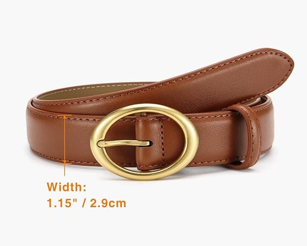 Womens Belt - CR Leather Belt Women Casual for Jeans Pants Dress - Belts with Gold Buckle for Women Fashion thumbnail 4