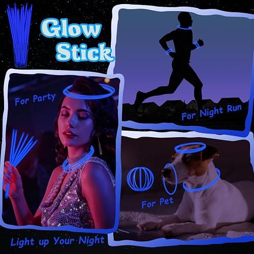 50 Pcs 8" Blue Glow Sticks, Glow Necklaces and Bracelets Set with Connectors – Bright Neon Glow in The Dark Party Favors for Birthday Christmas New Year Halloween 4th of July Wedding Carnival thumbnail 5