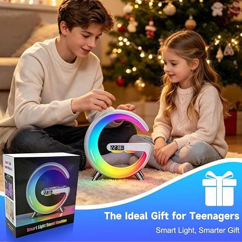 Smart LED Table Lamp, 4-in-1 Wireless Charger, Night Light, Alarm Clock, Bluetooth Speaker with App Control, Bedside Lamp with Charging Station for Bedroom, Office, Home Decor, Teen Girls Boys Gifts thumbnail 9