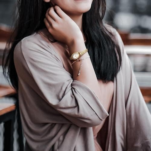 Petite Women's Easy Reader Watch, Analog Women Watch with Stainless Steel Expansion Band, Water Resistant thumbnail 5