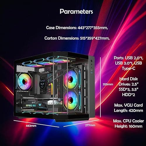 ionz Gaming PC - AMD Ryzen 5 5500, Nvidia RTX 3050, 16GB RAM, 1TB NVMe SSD, Windows 11, 500W 80+ PSU, WiFi, (Apex, Black) thumbnail 3