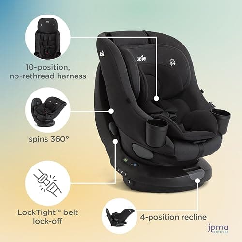 Joie Chili Spin 360 2-in-1 Rotating Convertible Car Seat with a 360 Spin and Easy Installation - Lower Anchor Attachment or Vehicle Belt Installation (Shale) thumbnail 3