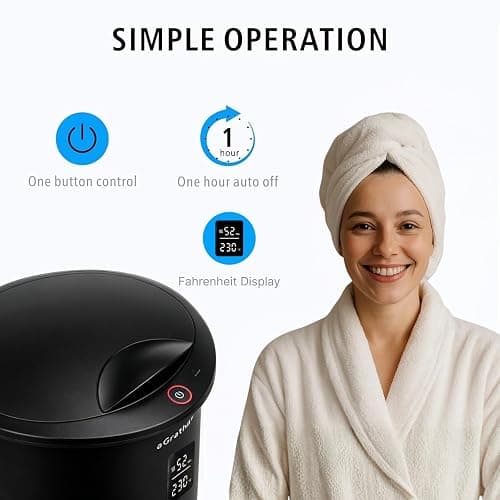 aGratHav Towel Warmers Ultra Large Capacity Bucket Style 450W for Bathroom ETL FCC Certified Fits up to Two 40"x70" Towels, Blankets, Bathrobes with Auto Shut Off (Black) thumbnail 5