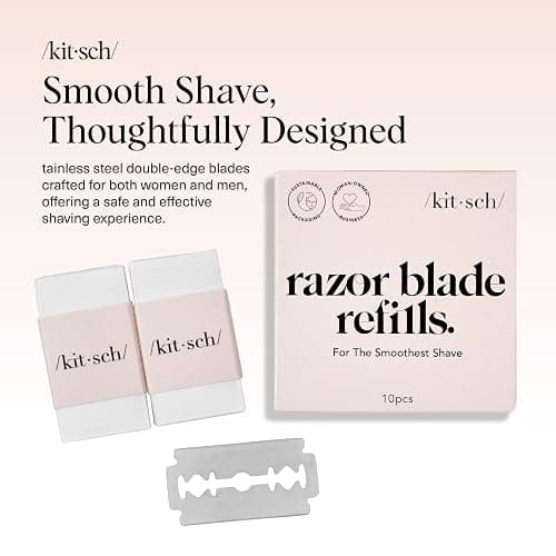 Kitsch Double Edge Safety Razors for Men and Women Blades Refills – Safety Razor Blades for Smooth and Comfortable Shave, Stainless Steel Razor Refills, Sustainable Shaving Blades - 10 Count thumbnail 2