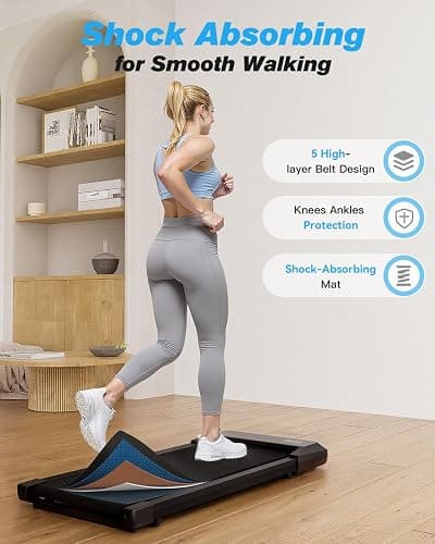 SupeRun Walking Pad, Under Desk Treadmill, 3 in 1 Portable Treadmill with Remote Control LED Display, 2.5 HP Quiet Walking Jogging Machine for Office Home Use, 300 Lbs Capacity thumbnail 2