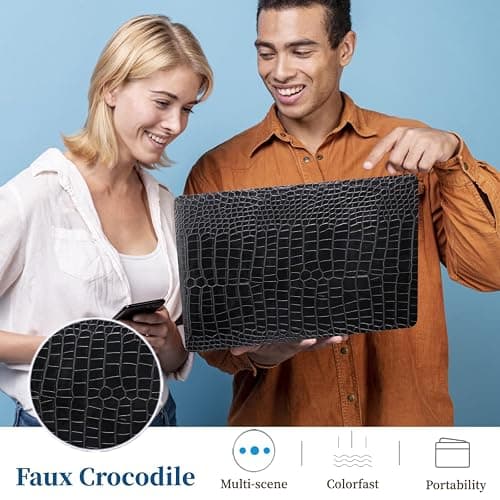 ACJYX Compatible with MacBook Pro 14 inch Case 2021-2025 Release A3401 A3112 A3185 A2918 A2992 M2 A2779 A2442 M1 Pro/Max, Faux Alligator Leather Plastic Hard Cover, Black Crocodile thumbnail 6