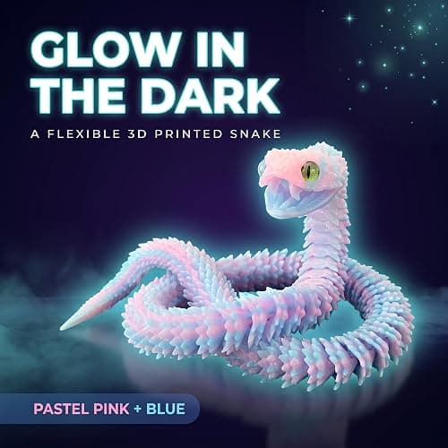 Dpcirk 35.5in Oversized 3D Printed Snake Model with Movable Teeth(Rainbow) | and flexible joints, reptile animal figurine, boy toys age 6-8,Articulated Fidget Toy thumbnail 7
