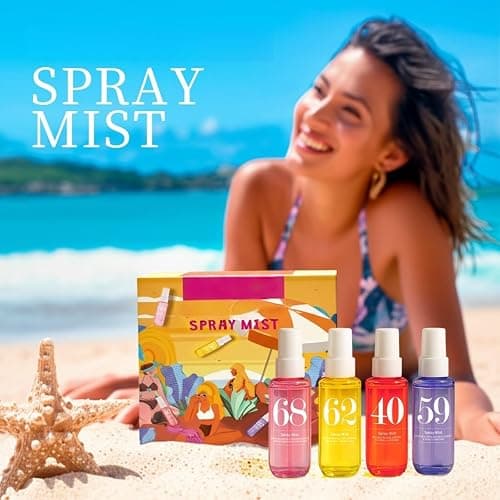 40ml*4pcs Damen Parfüm Bodyspray Set,langanhaltend Parfüm Bodyspray Damen mit fruchtigem Duft,Reisegröße Body Mist für Haar Körper, Feuchtigkeitsspendend Fruchtiges Body Mist,Befeuchtet die Haut thumbnail 9
