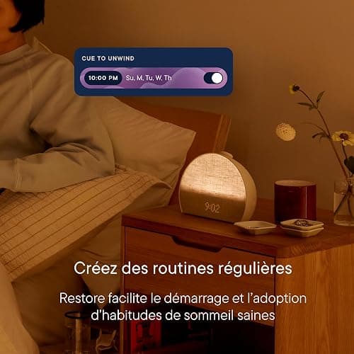 Hatch Restore 3 Réveil simulateur d’Aube & Machine à Sons, Lampe connectée | Machine à bruit blanc & lumière d’aube, 80+ sons pour dormir, routine sans écran avec méditations via l’appli Hatch Sleep thumbnail 9